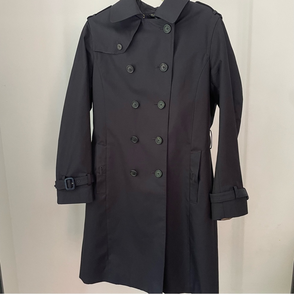 Brooks Brothers Navy trench coat.